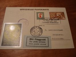 Off. Flugkarte 1927, Pestalozzi-Gedenkfeier, mit Vignette