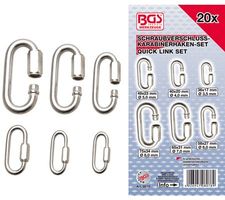 Schraubverschluss-Karabinerhaken-Set, 20-tlg.