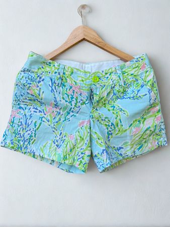 Shorts femme turquoise imprimé multicolore