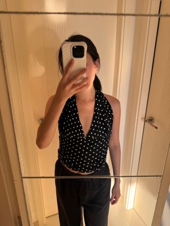 Polyball top/ polka dot halter top S