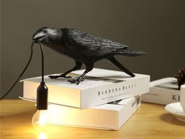DESIGN LAMPE - KRÄHE SCHWARZ - STEHEND - RABE TISCHLAMPE