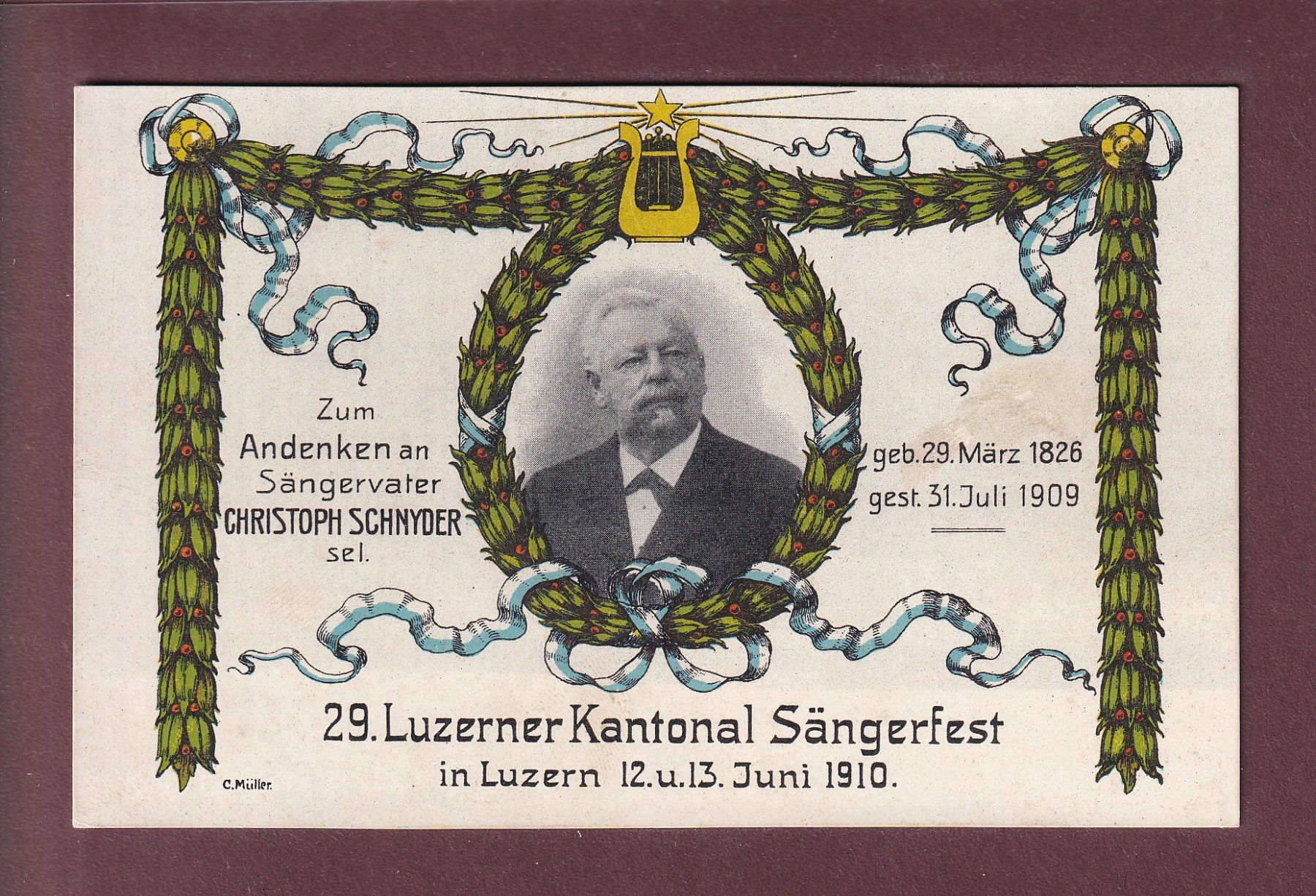 Ansichtskarten: LUZERN - Sängerfest 1910 – Gebraucht aus Pully von nicecards