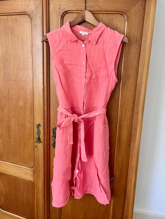 Marisa & Marie Kleid, 100% Leinen, rosa, Made in Italy