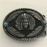 Metall Gürtelschnalle INDIANER Kopf