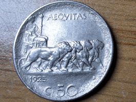 Italien ABART 50 Centesimi 1925 RAR!