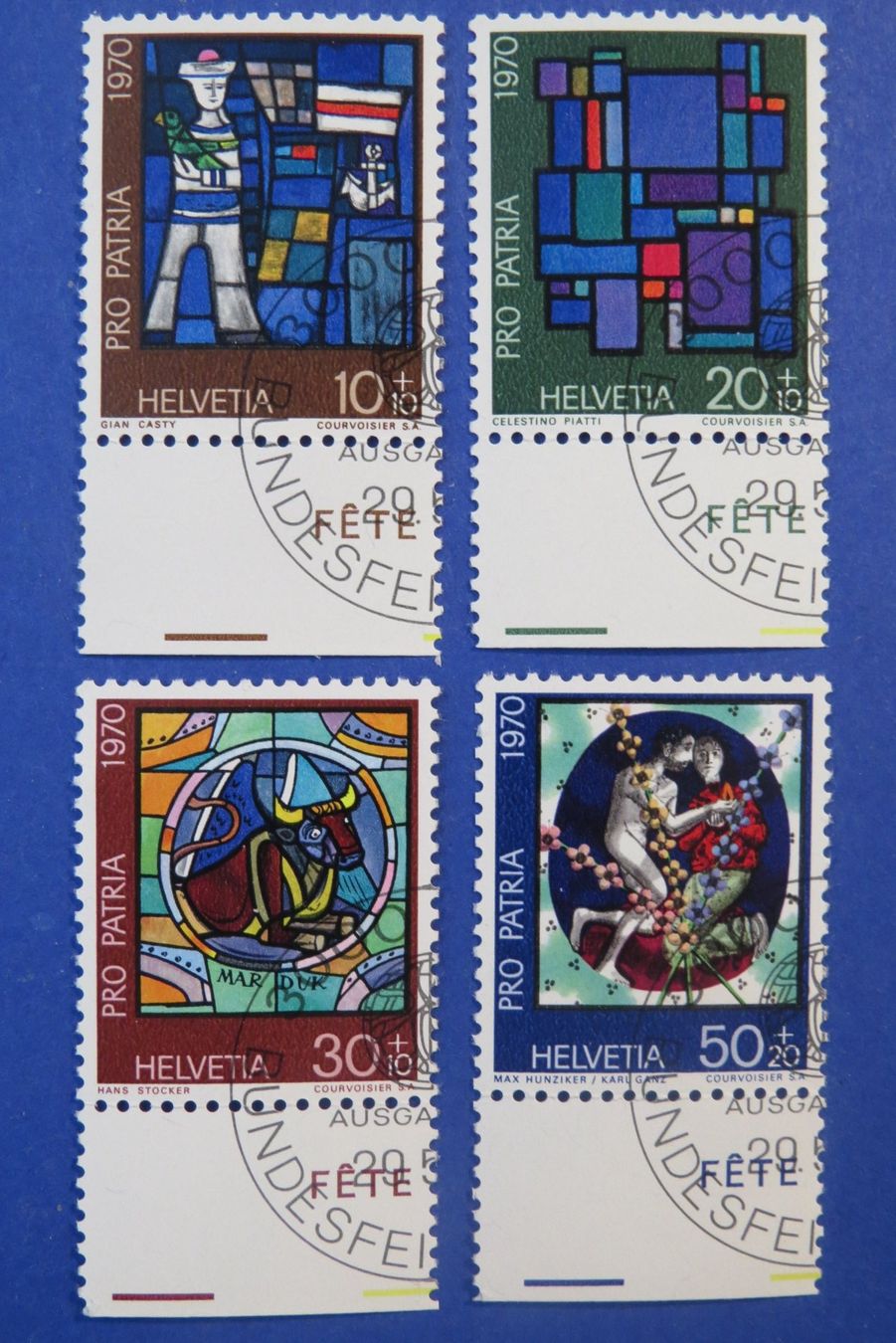 Tutti i francobolli: Serie Pro Patria 1970 - off.Ersttag-Eckstempel BERN – Usato da Brunnen venduto da Kumari