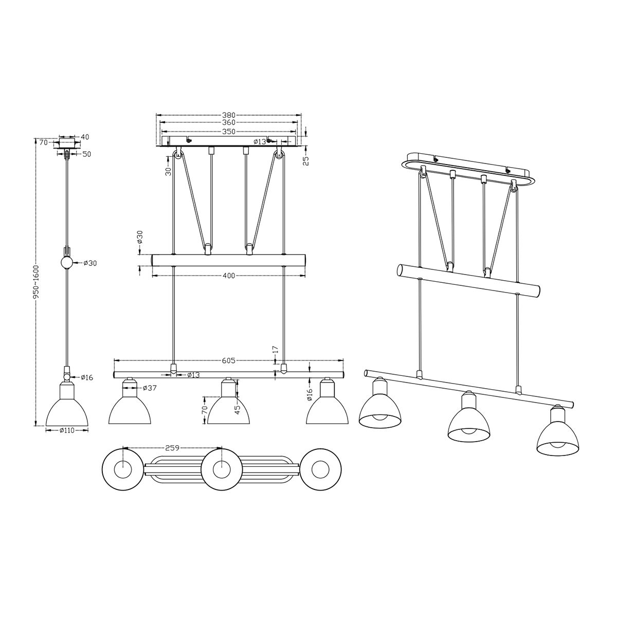 Lampadari & plafoniere: LED JoJo Pendelleuchte, 160 cm Höhe – Nuovo (secondo la descrizione) da Kreuzlingen venduto da Smart-Light 3