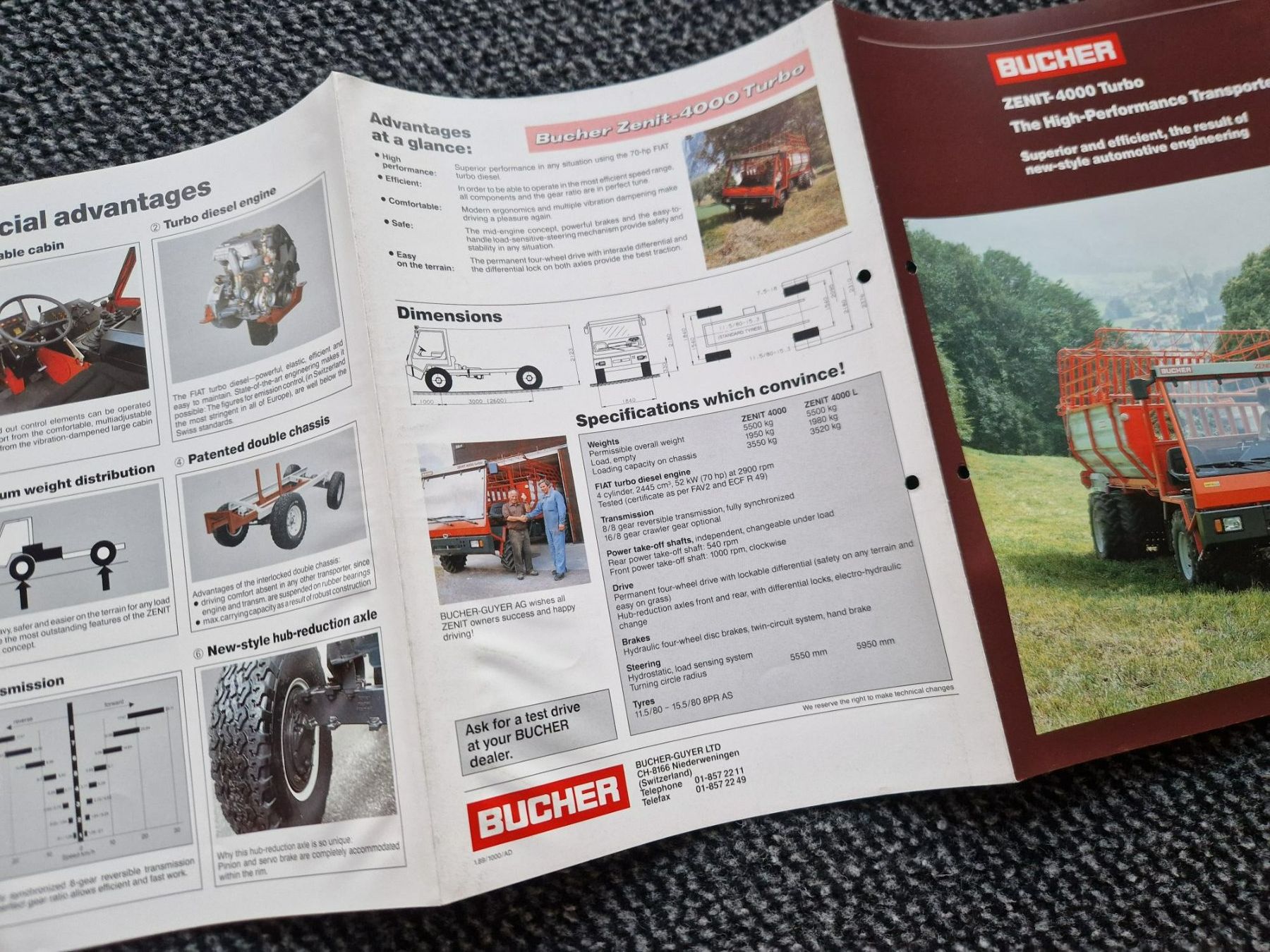 Bucher Traktoren: Original Prospekt Bucher Transporter Zenit 4000 Englisch – Gebraucht aus Dürnten von Bachtel84 2