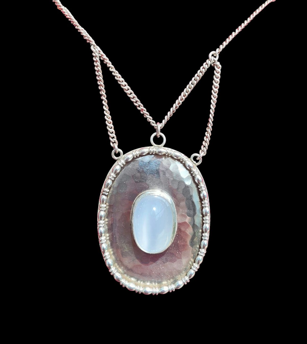Catenine: Antike Jugendstil Mondstein Silber Halskette Collier – Usato da Schwyz venduto da chopaya 1