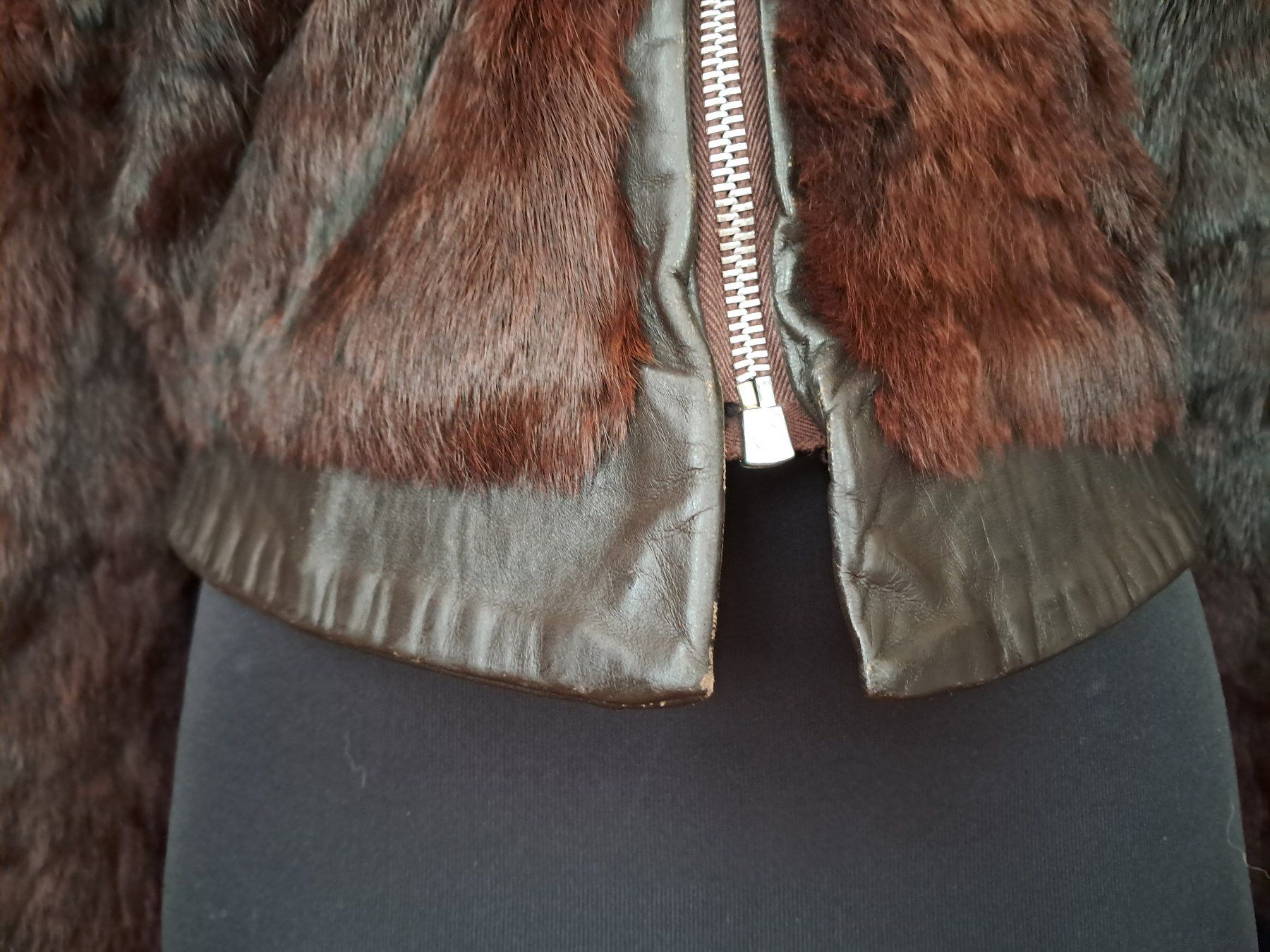 Jacken: Echtfell Jacke . wunderschönes Braun . S . mit Leder . – Gebraucht aus Leuggelbach von schmetterlings-fee 2