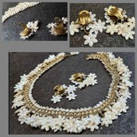 🎁Vintage Schmuckset: Halskette und Ohrclips mit Blümchen!