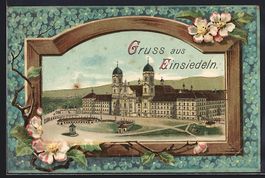 Einsiedeln, Kloster mit Strassenpartie, 
