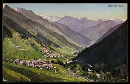 AK Bedretto-Villa, Ortsansicht aus der Vogelschau in Flussta