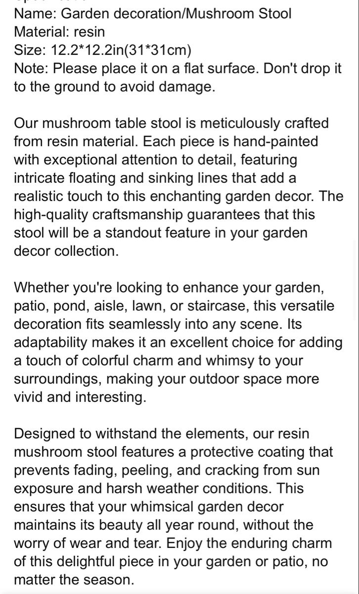 Sedie: Mushroom Stool, Garden Decor, Weatherproof, Red, Resin – Nuovo (secondo la descrizione) da Schlieren venduto da sch_7wfd 3
