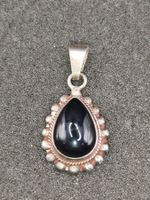 Vintage 925er Silber Anhänger mit Natur Onyx Top