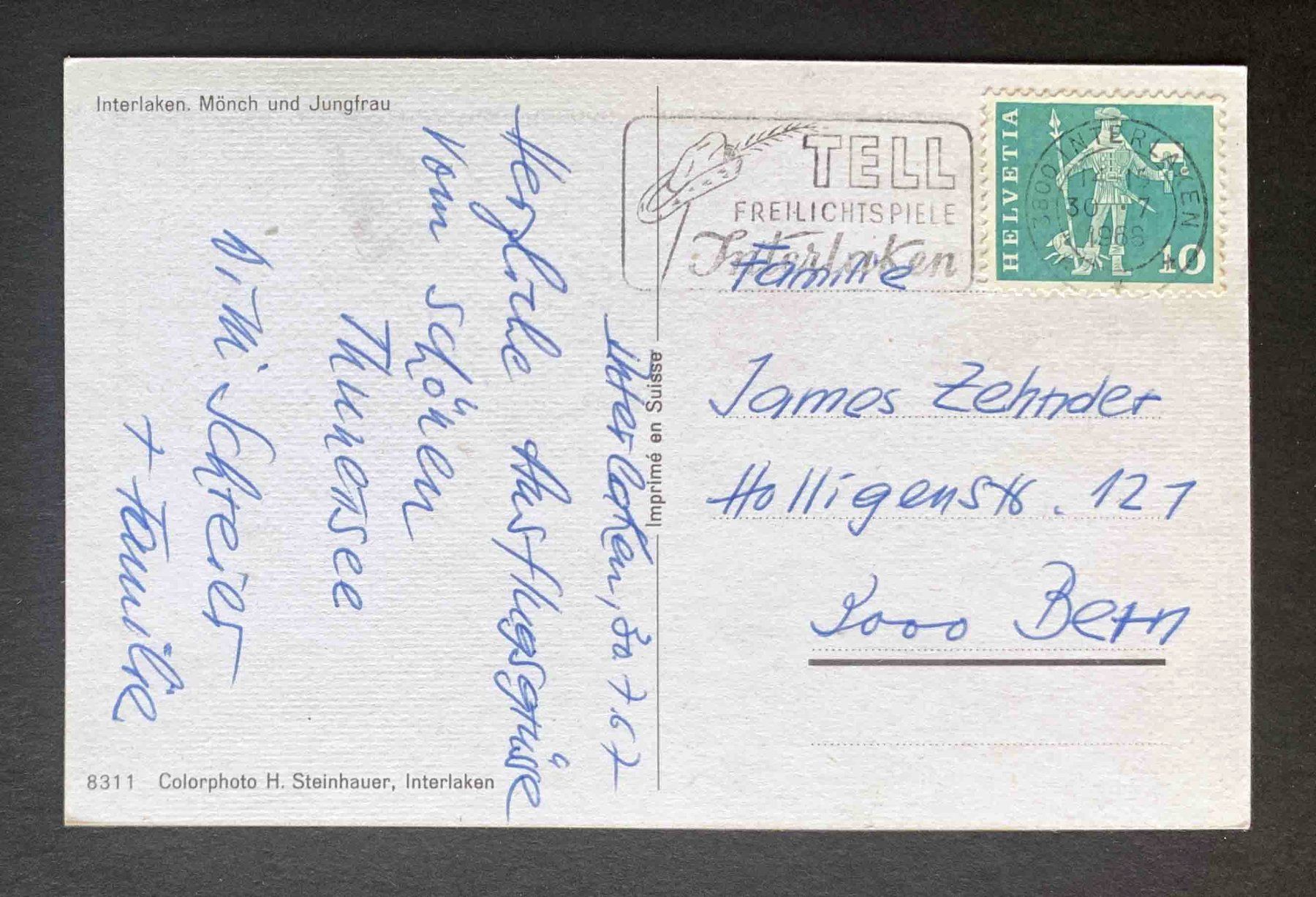 Cartoline postali: AK Interlaken Mönch und Jungfrau – Usato da Goldau venduto da artelier1 1