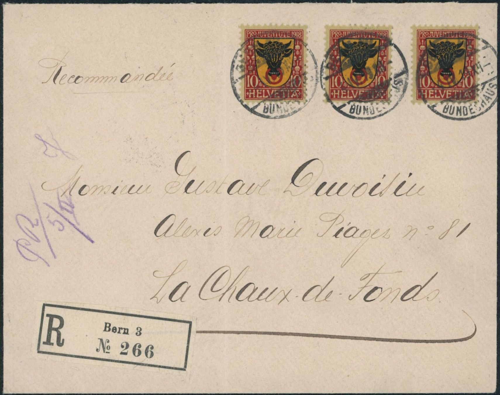 Tutti i francobolli: 1918 - Pro Juventute - R Brief - MeF – Usato da Schindellegi venduto da leecollect