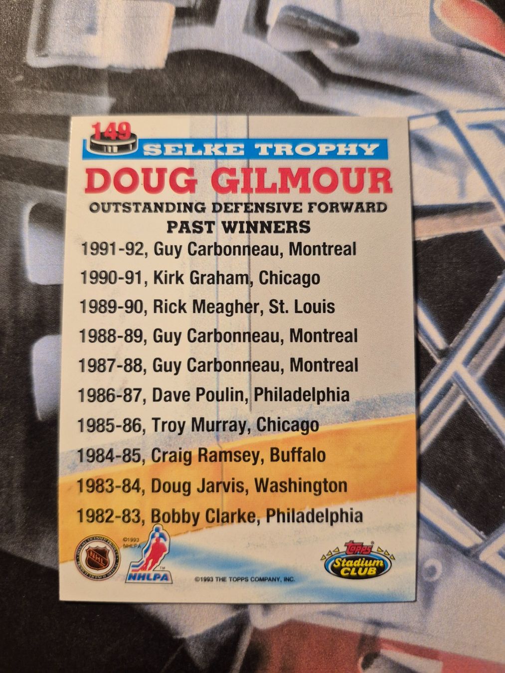 NHL Cartes à collectionner: Doug Gilmour Toronto Maple Leafs Selke Trophy Winner – D'occasion à Treiten par Sauber73 1