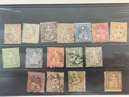 Sitzende Helvetia, Lot 16 Stück, mit Top Exemplare
