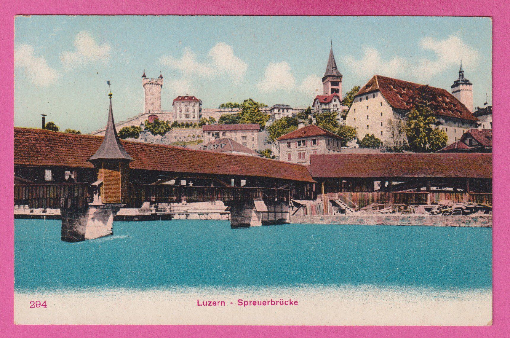 Ansichtskarten: Luzern Spreuerbrücke – Gebraucht aus Einsiedeln von dillie