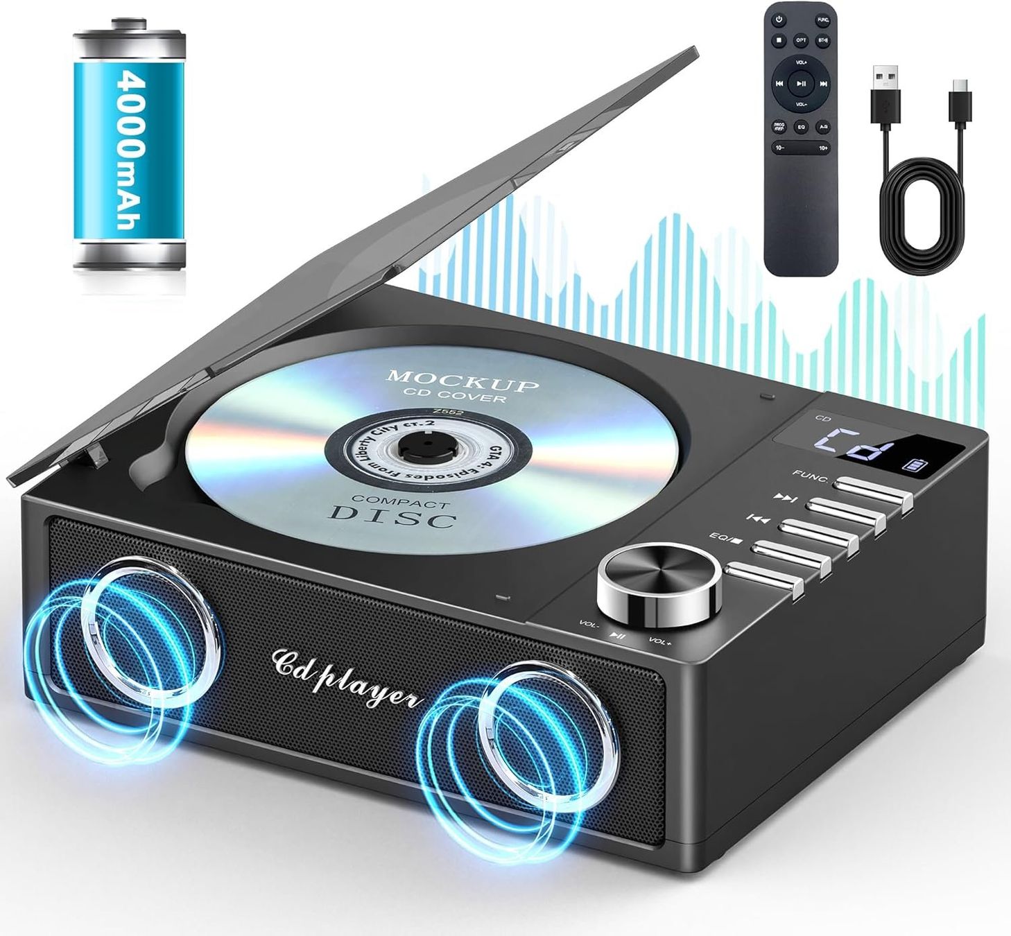 Lettore multimediale portatile: CD-Player tragbar Bluetooth 5.3 4000 mAh USB TF AUX – Nuovo e nell'imballaggio originale da Neuhausen am Rheinfall venduto da zeb_c2vx