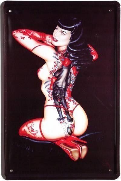 Schilder: Blechschild  - TATTOO PIN UP GIRL – Neu und originalverpackt aus Rupperswil von big-one-sale