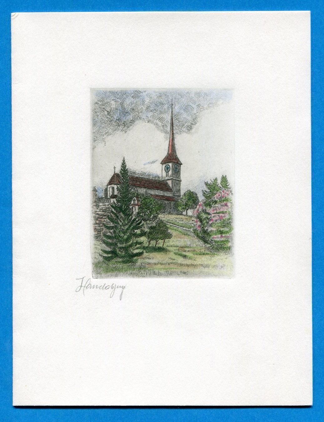 Dipinti: Stadtkirche Burgdorf  -  Radierung – Usato da Röthenbach i. E. venduto da Heureka5