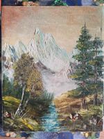Ölgemälde Alpenlandschaft signiert Barz oder Berz 24x30 cm