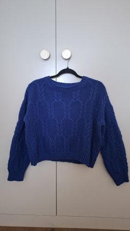 Pullover women blue cable knit size S/M 