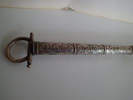 alte Dresurpeitsche mit Silbergriff   Länge 66 cm