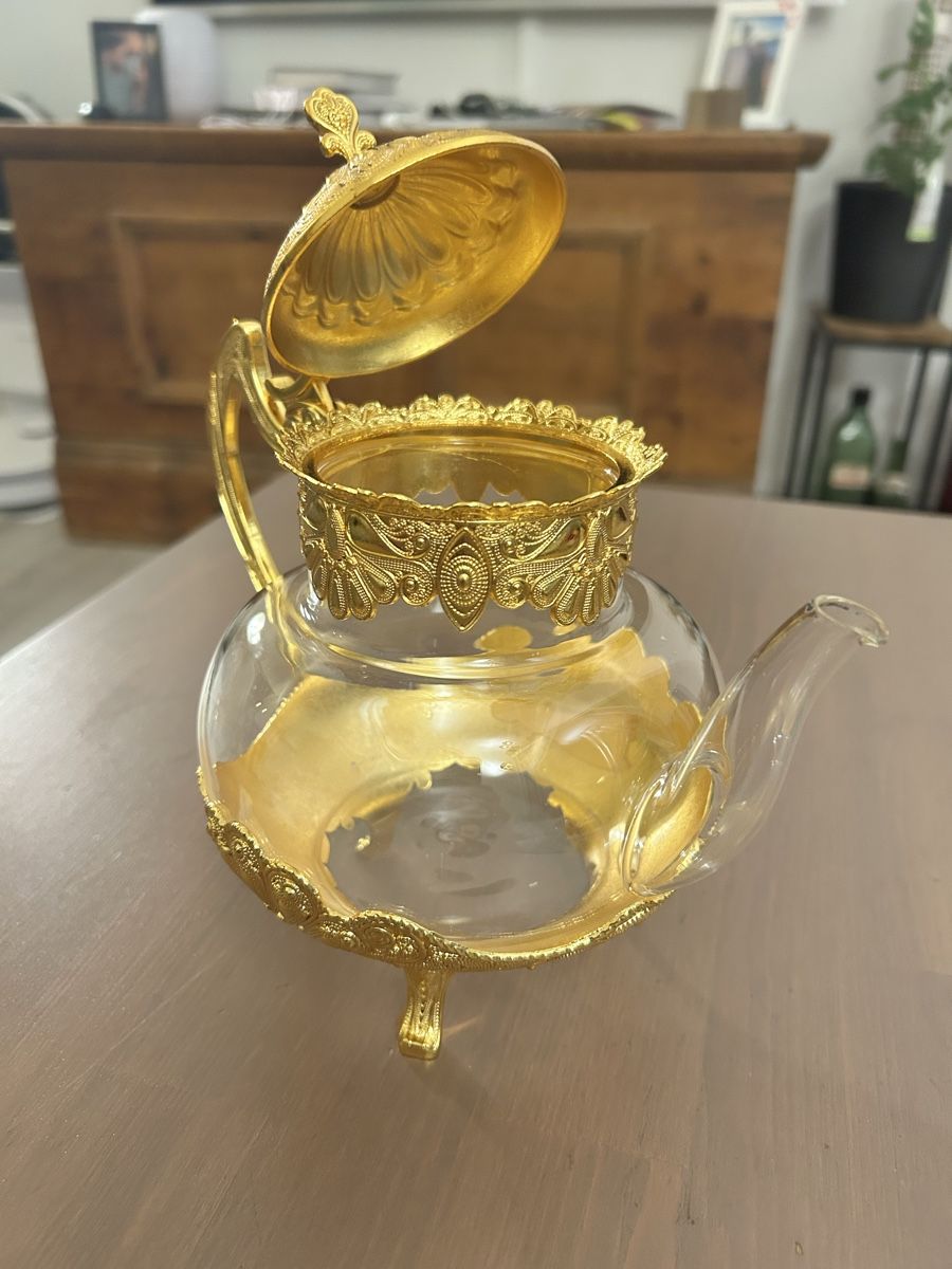 Teekannen: Teekanne Glas mit goldenen Elementen  – Neu (gemäss Beschreibung) aus Basel von Negroni94 1