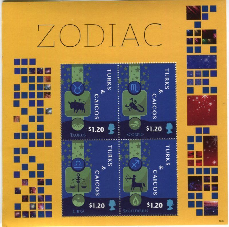 Tutti i francobolli: Block "Zodiak". Turks- und Caicosinseln – Nuovo e nell'imballaggio originale da Basel venduto da Butsch5