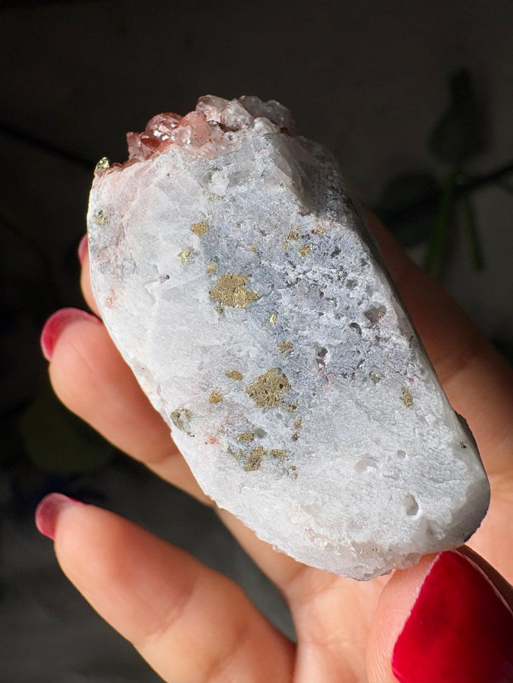 Minerali & Pietre curative: Pyrit auf rotem Quarz-Cluster – Nuovo e nell'imballaggio originale da Neuheim venduto da m.hald 7