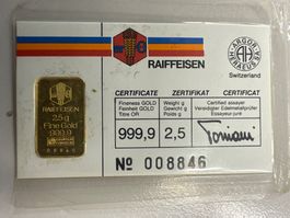 2,5g Goldbarren Raiffeisen