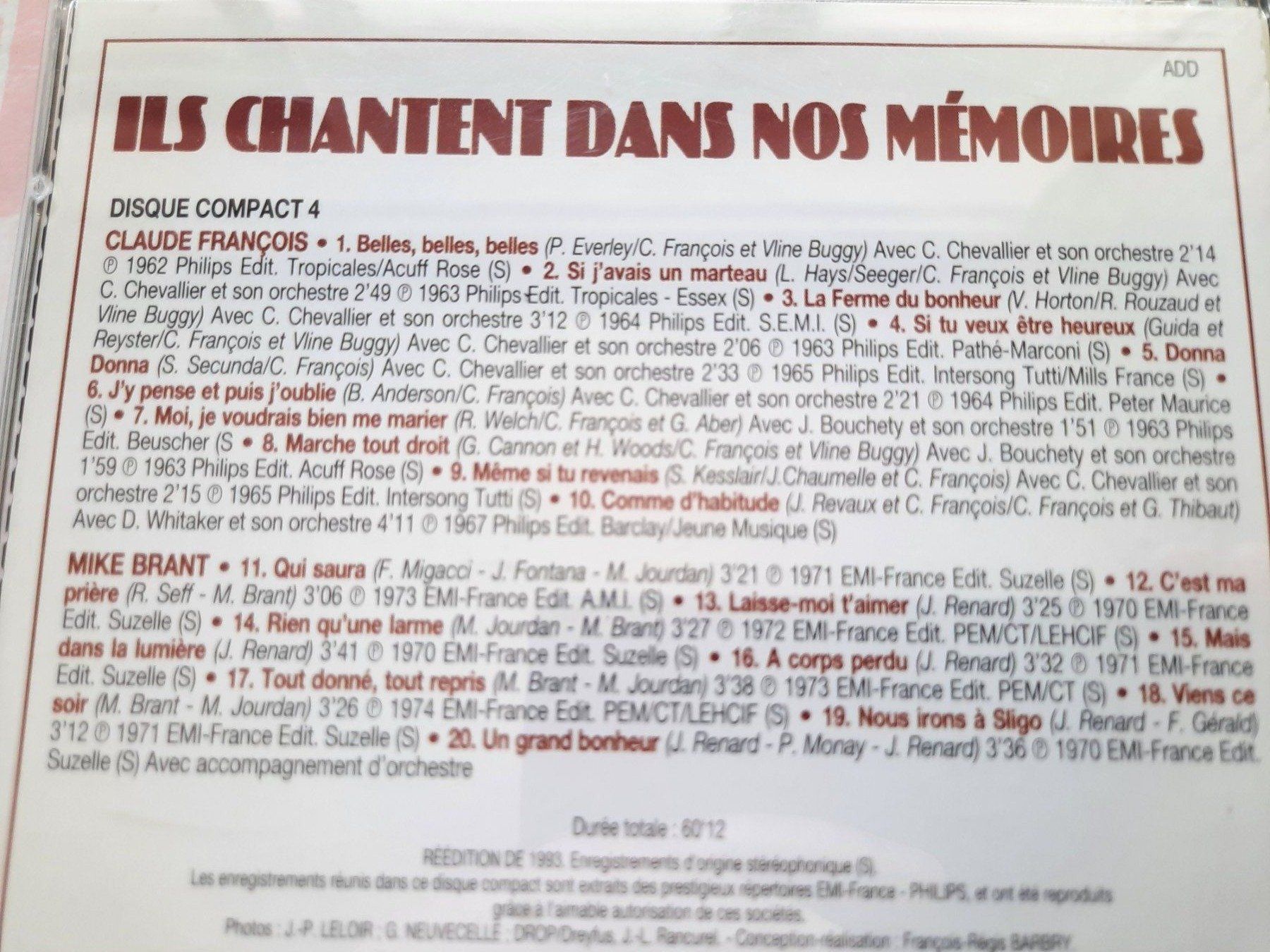 CD: CD Ils chantent dans nos mémoires - Compilation – Usato da Pully venduto da bro_n52j 2