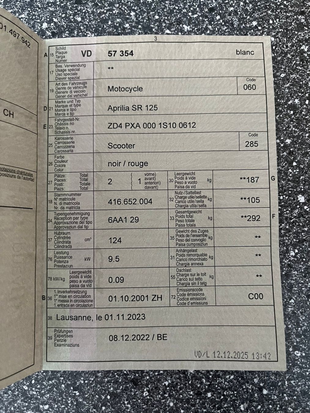 Aprilia Scooter: Scooter Aprilia SR 125 2T Expertise récente – Usato da etagnières venduto da isoz01 9