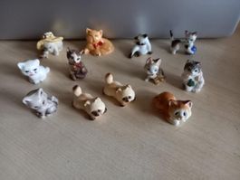 12 Katzenfiguren, Setzkastenfiguren, Deko, Sammler Vintage