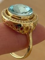 Luxus Elegante Solitär gr: 19/9 Ring Farbe: Gold /blau