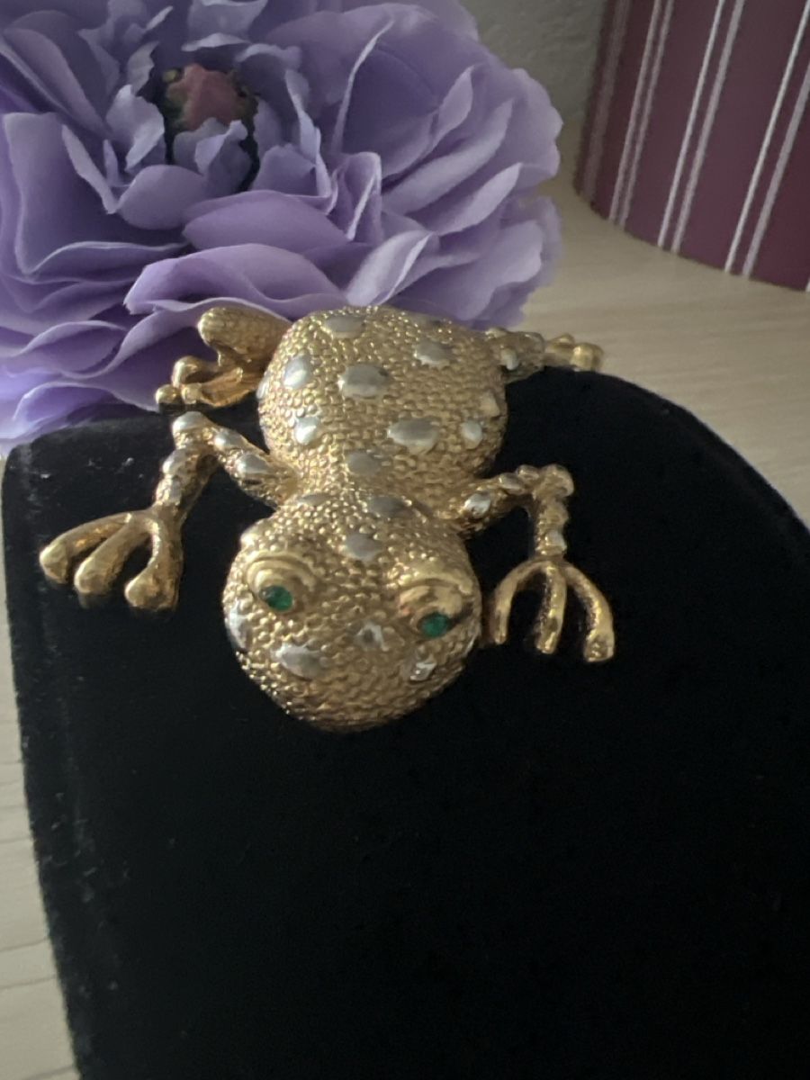 Spille & Fermagli: Verspielte Frosch Brosche vergoldet – Usato da Seon venduto da Sunny-Schmuck78 1