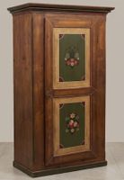 Antiker Bauern Schrank bemalt mit floralem Motiv Holz natur