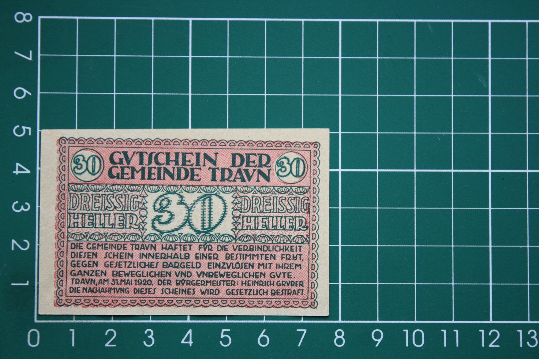 Banconote: currency voucher austria travn 30 heller 1920 – Nuovo (secondo la descrizione) da Laupen BE venduto da Gufi57