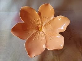 neu: Keramik-Blumenschale, peachfarben, Vintage!