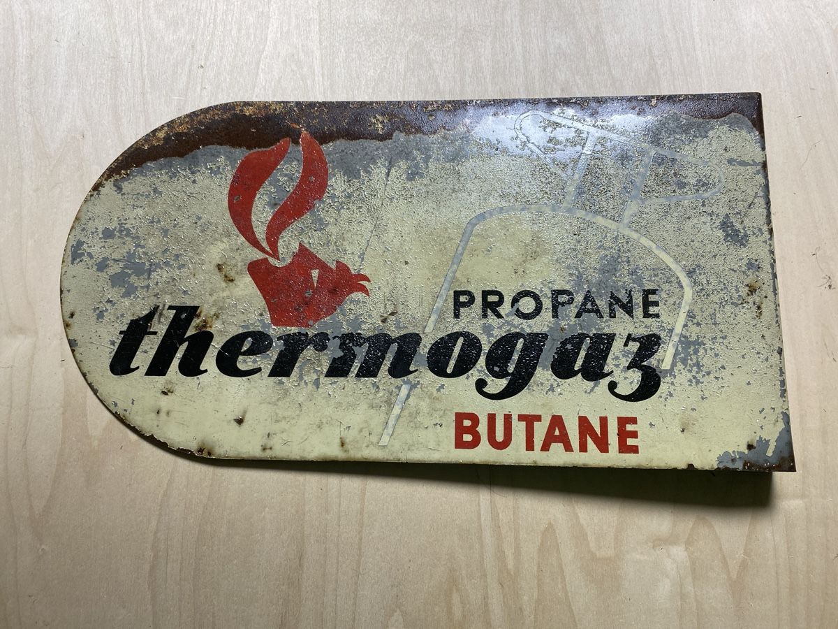 Insegne: Altes schöne Blechschild propane Thermogas – Usato da Seewen SO venduto da Nordic-Old-Fashion 2