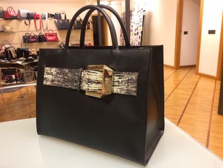 Cavalli Class Ledertasche, 34 x 26cm mit  Krokogürtel rundum