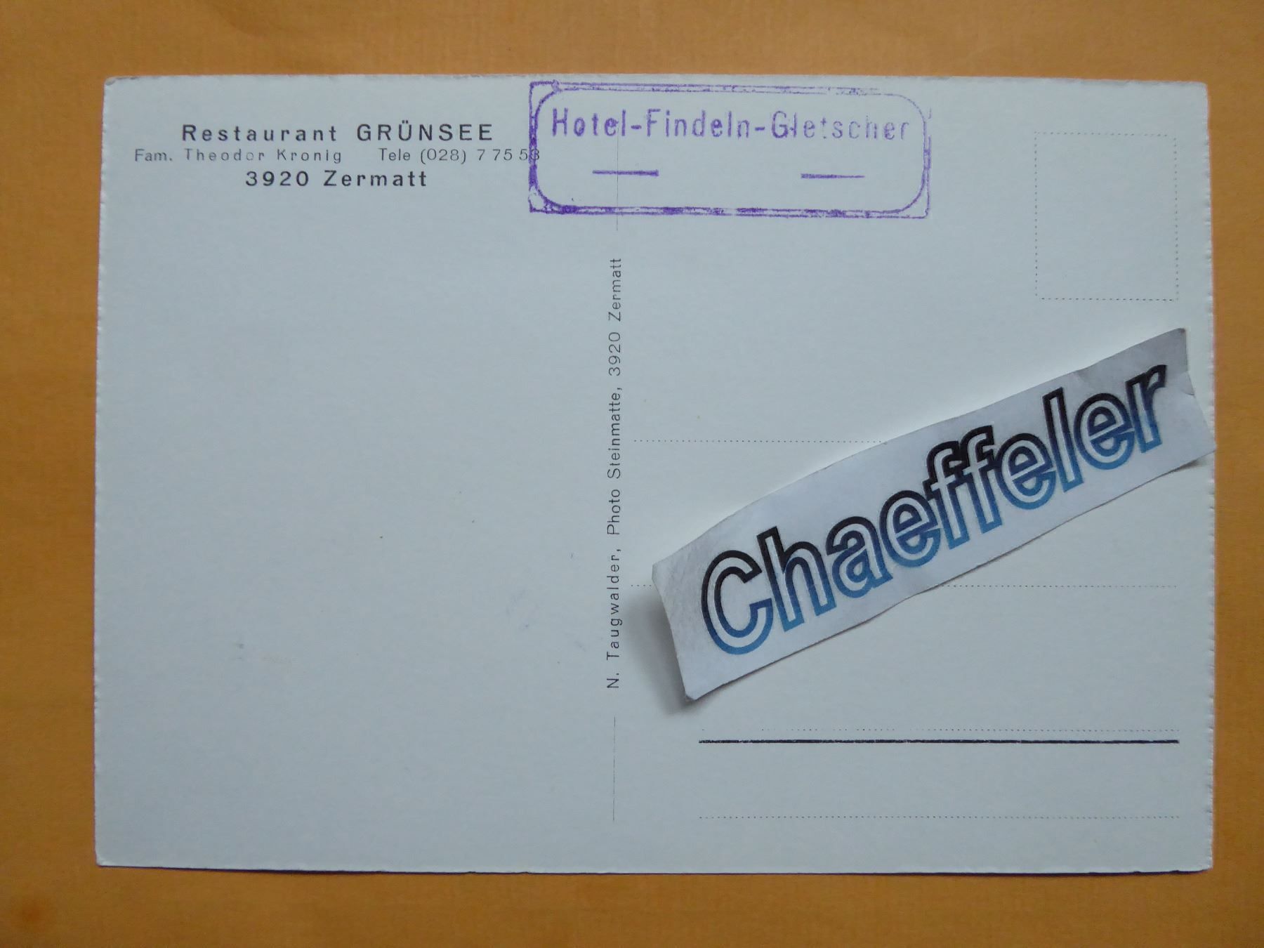 Cartoline postali: Rest. Grünsee, 3920 Zermatt – Nuovo (secondo la descrizione) da Zürich venduto da Chaeffeler 1