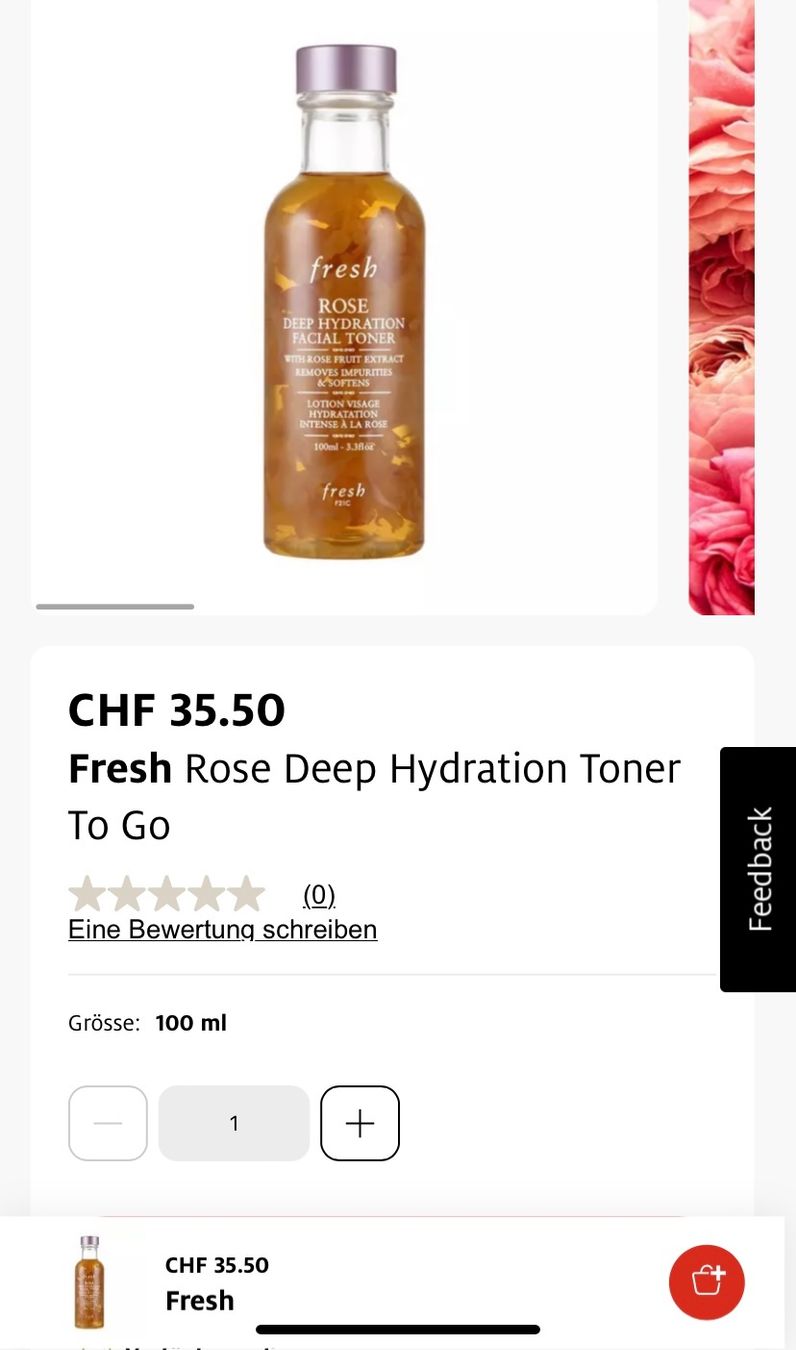 Sephora Cura del viso: Fresh Rose Deep Hydration Toner  Ladenpreis CHF 35.50. 100ml – Nuovo e nell'imballaggio originale da Zürich venduto da deruja 5