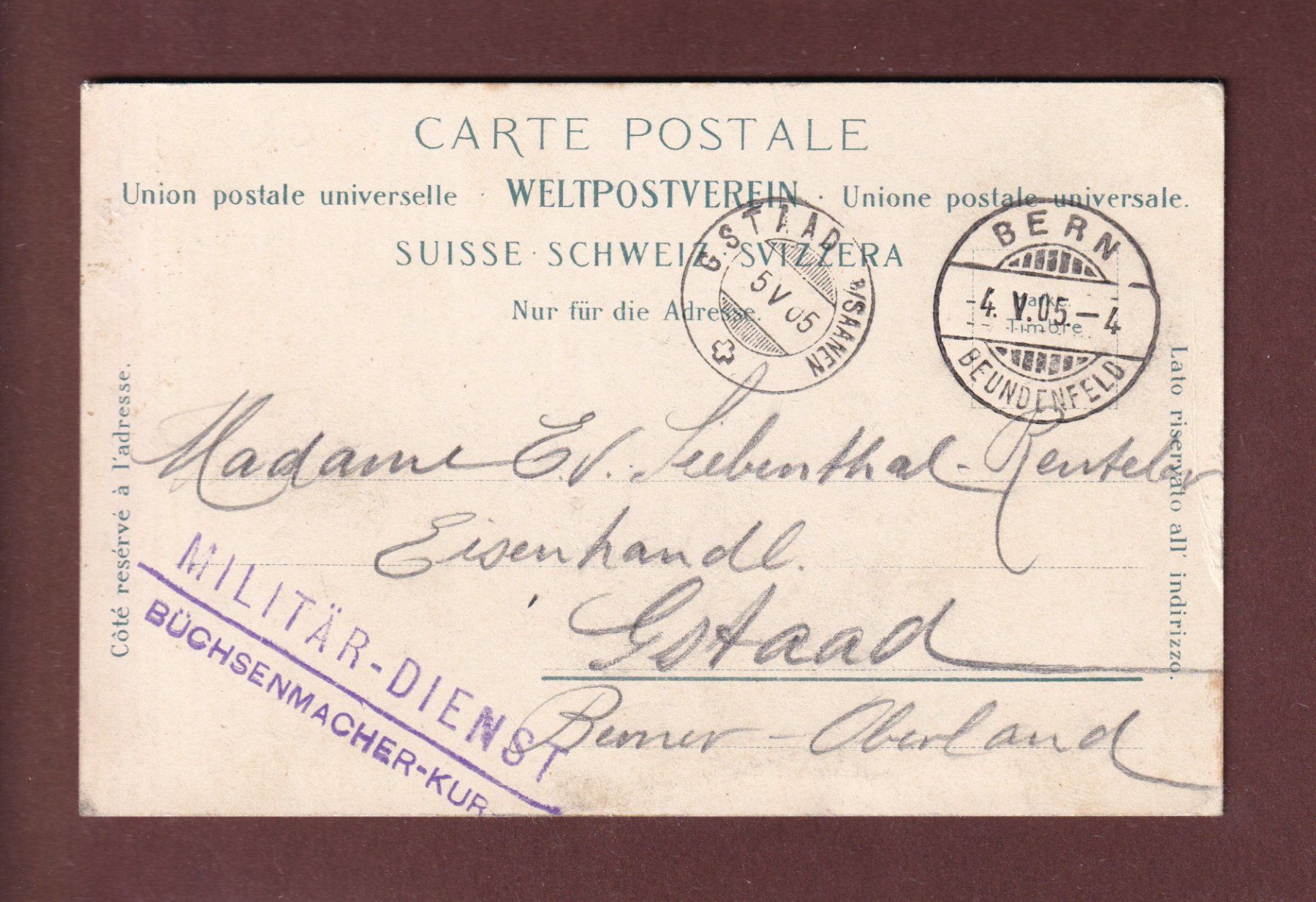 Cartoline postali: BERN - Markt - Parlamentsgebäude - 1905 Feldpost – Usato da Pully venduto da nicecards-shop 1