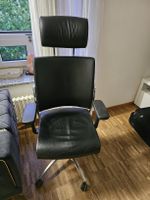 Bürostuhl Leder Schwarz mit Kopfstütze höhenverstellbar