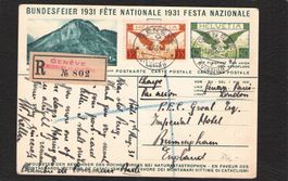 FDC Bundesfeierkarte 1931,Nr. 54 ll a,Aviatik,gel. 1.Vlll.31