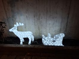 Weihnachtsdeko: Leuchtender Rentier mit Schlitten 🦌🛷 (LED)